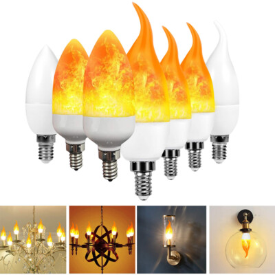 E12 E14 LED 3W Licht Fackel Feuer Lampe Flammen Effekt Glühbirne Birne 1-10Skt