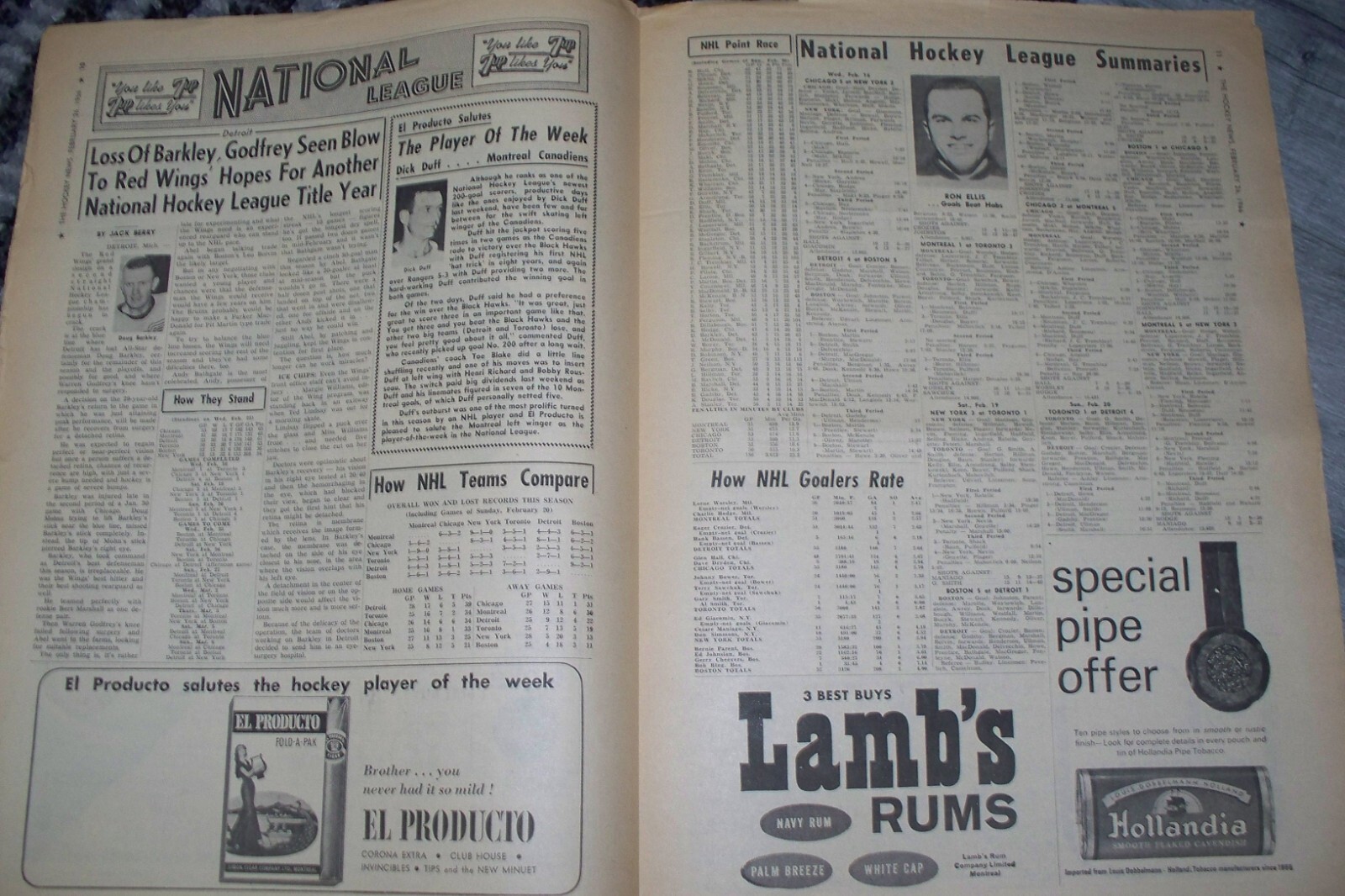 1966 Hockey News Newspaper with Bobby Hull & Tim Horton on cover eBay