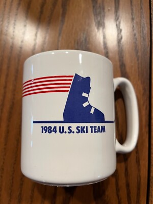 VTG Winter Olympics 1984 US Ski Team Maxwell House Coffee Mug Cup USA ~ Nice