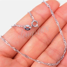 925 Sterling Silver HypoAllergenic Wave Chain Necklace 15"/16"/18"/20 inch
