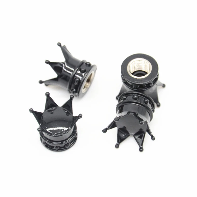 4 Pcs Car Black king Hat Crown Tyre Tire Wheel Valve Stems Air Dust Cover Cap - Image 4 of 4