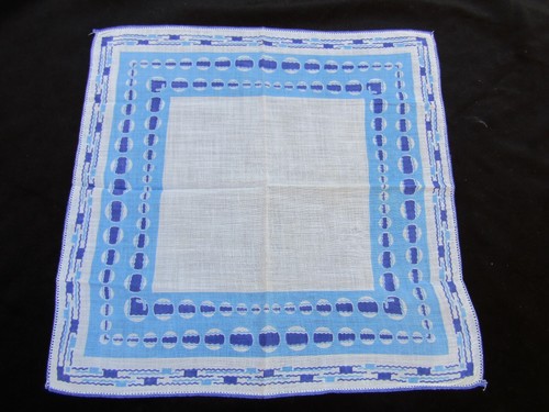 Vintage Druck Taschentuch blau weiß bedruckt Taschentuch Taschentuch 1266 - Bild 9 von 10