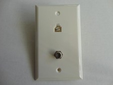 Modular Jack Telephone Phone Wall Plate RJ11 with Coaxial F-81 Connector, White