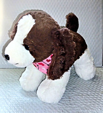 Walgreens PUPPY DOG Brown White Soft 13in Plush Pink Neckerchief w/Hearts Arrows