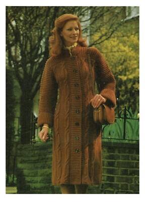 cabled coat knitting pattern. Bust 34 