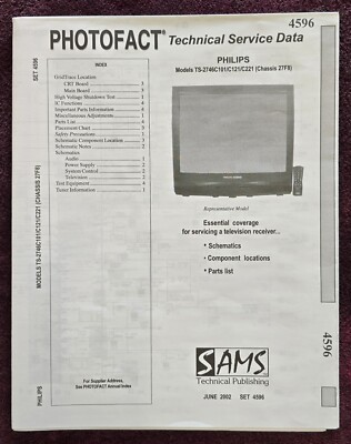 Sams Photofact 4596 Service Manual for Philips TS-2746C101/C121/C221