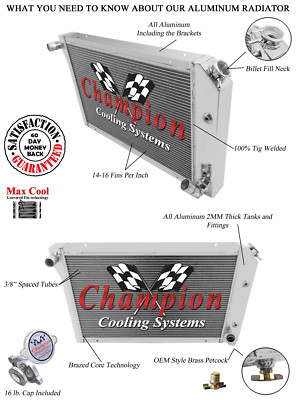 RR 2 Row 1'' Tubes Radiator for 1977 - 1982 Chevrolet Corvette V8 Engine #AE718