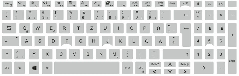 RONATRADE Tastaturaufkleber Deutsches Tastaturlayout für Dell Inspirion, silberne Folie