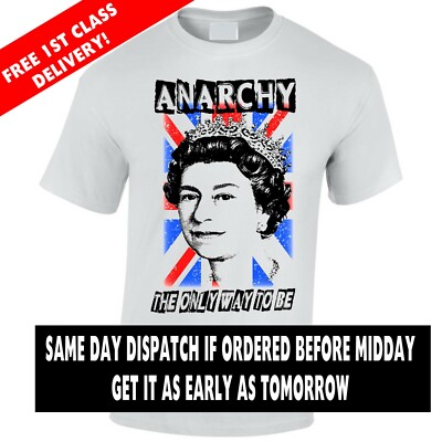 Herren Punk Rock T-Shirt Anarchy Grunge Clash Rotten 1977 Vicious Queen 