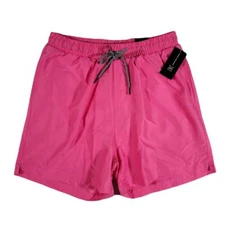 Inc Swim Trunks Mens 2XL Sangria Sunset Pink Regular-Fit Quick-Dry Solid 5"