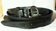Vintage JAY-PEE Genuine Top Grain Bridle Black Leather Cowhide Belt Brass Buckle