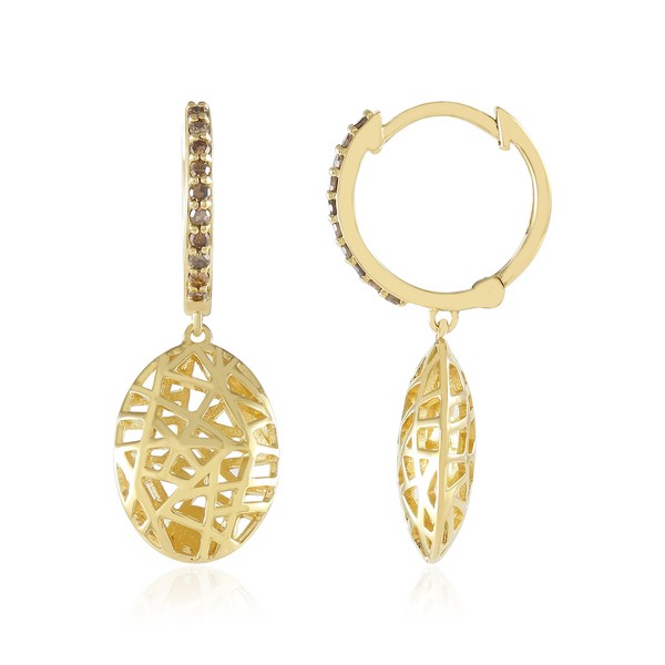 Champagner-Diamant-Ohrringe Aus Vergoldetem Silber-image