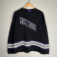 Vintage Champion New York University NYU 90s Faded Black Sweatshirt Large