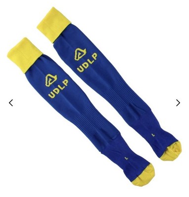 2017-18 UD Las Palmas Acerbis Home Socks BNIB Blue Yellow Large New In Bag