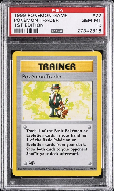 1999 POKEMON GAME 1ST EDITION #77 POKEMON TRADER PSA 10