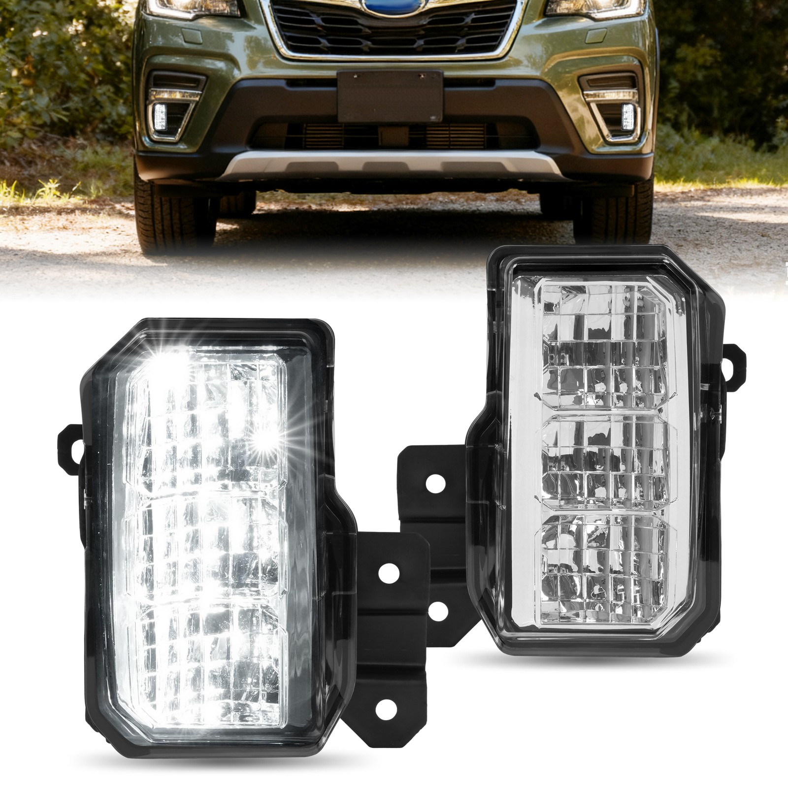 For Subaru Forester 2019 2020 2021 Pair LED Fog Lights Bumper Driving Lamps