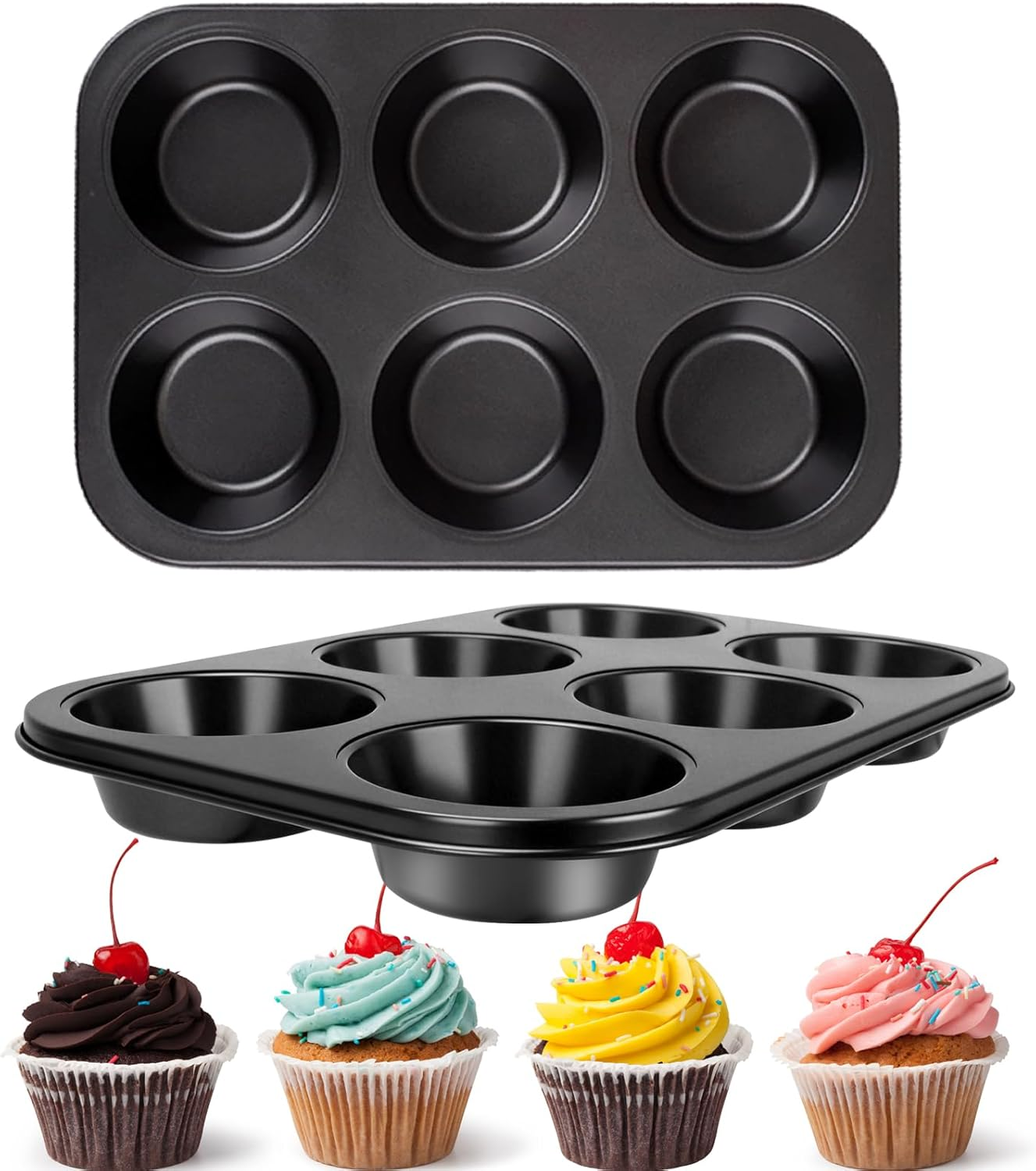 Jumbo Muffin Pan 6 Cup 2-2 Pack Nonstick