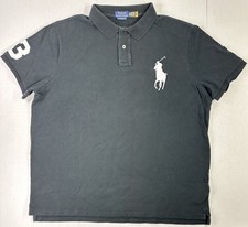 Polo Ralph Lauren Custom Slim Fit Polo Shirt Black Big Pony Logo XXL