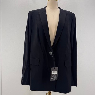NWT Marina Rinaldi Town Camelia Black Blazer Jacket Career School Boy Goth US 22