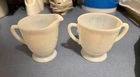 Vintage Mint Milk Glass Sugar And Creamer With English Hobnail!