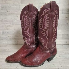 Vintage Justin Exotic Burgundy Red Snakeskin Leather Cowboy Boots Women’s 6 B