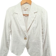 H By Halston White Linen Blazer Ivory Small Lined Coastal Chic Cowgirl