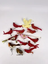 VTG 14 Assorted Craft Birds Christmas Ornaments Tree & Floral Decor 14pc