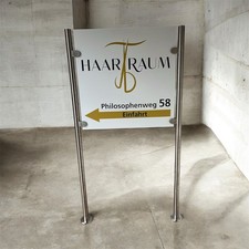 Werbe Aussteller Werbeschild Firmen Schild Halter 1 Paar Edelstahl Pfosten 42,4