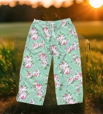 VTG Lauren Ralph Lauren Floral Cropped Capri Pants Cottagecore Womens 8 Wide Leg