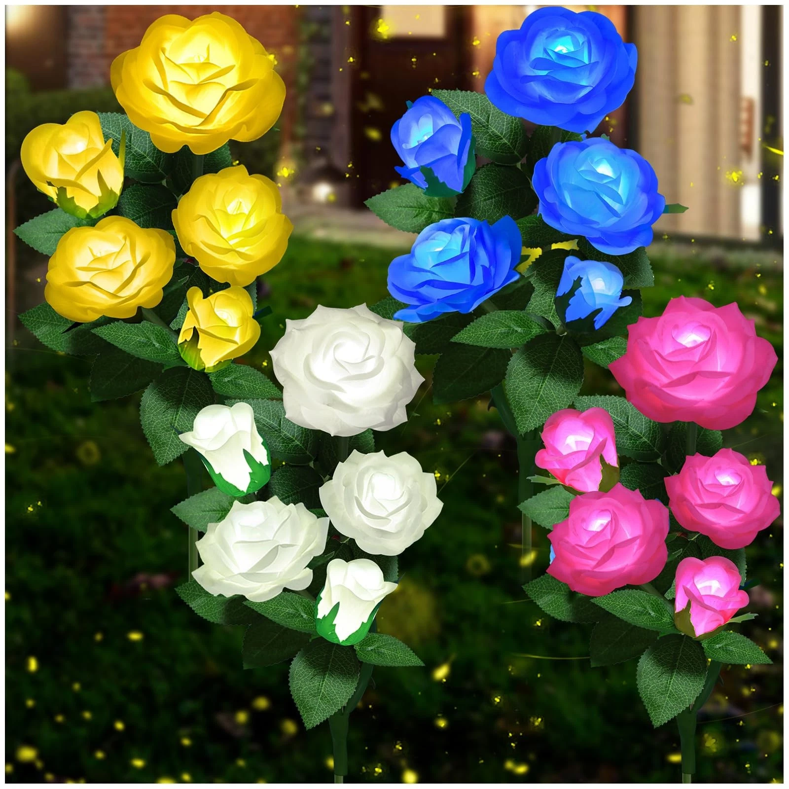 YWYWLED Solar Flower Lights Outdoor - Upgraded New Material Two Modes Realistic