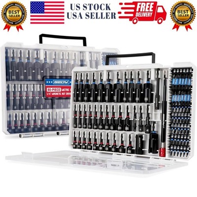 80-Piece Premium Magnetic Impact Nut Driver Set Metric & SAE with Socket Adapter