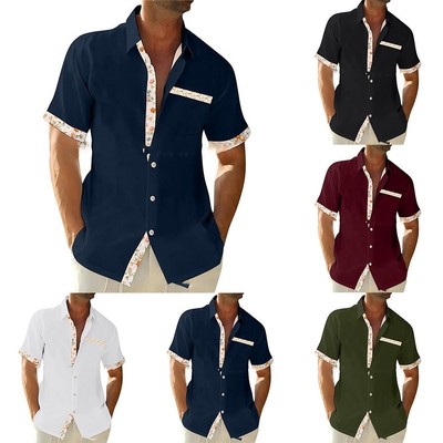 Cooles schlichtes Freizeithemd für Herren 3D-Druck Kurzarm Strickjacke Bluse