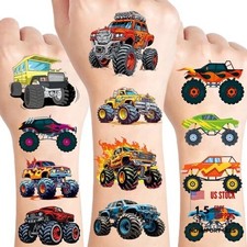 100 Pcs Monster Truck Temporary Tattoos for Kids, 2'' x 2'' Individually