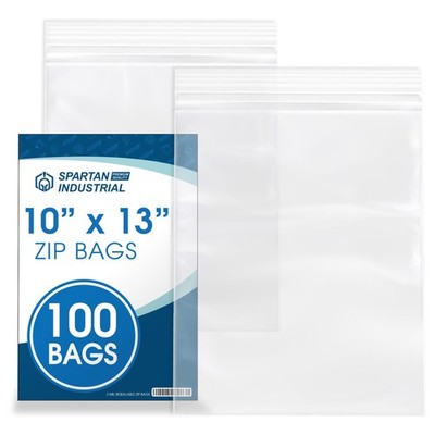 - 10'' X 13'' (100 Count) Quart Clear Reclosable Zip Plastic Poly Bags with Res...