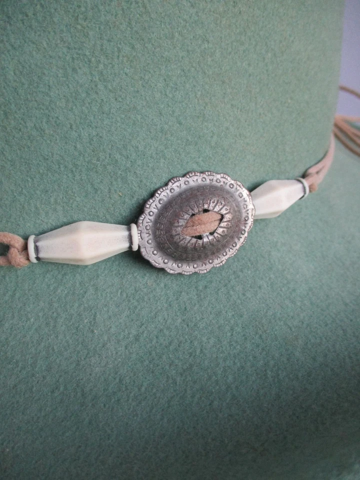 Chapéu Western Feminino Vintage Scala Conch Verde Macio 100% Lã P Pequeno EUA - Imagem 3 de 4