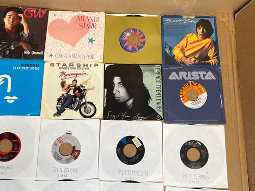 Vintage 7" Vinyl Record 45RPM 60s 70s 80s Lot of 81 w/ Storage Carry Case - Imagen 6 de 20
