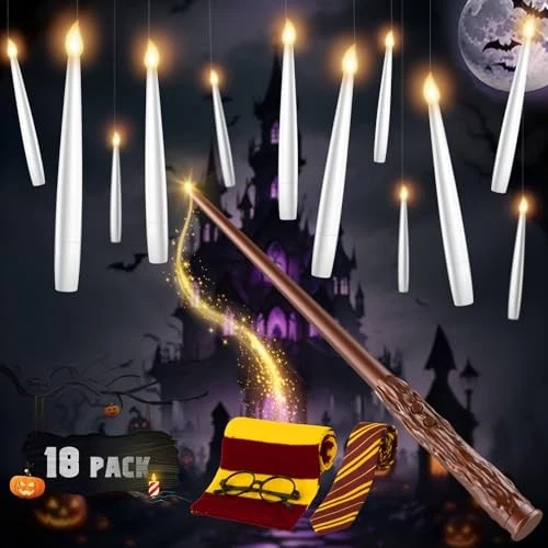 Velas flotantes con varita - 18 velas de 18 piezas + 1 varita marrón + vidrio + corbata + rasguño Foto 2 de 4