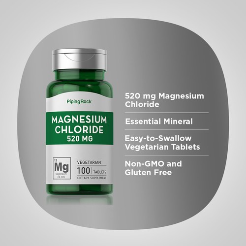 Magnesiumchlorid Tabletten | 520mg | 100 Stück | gentechnikfrei | von Piping Rock - Bild 4 von 7
