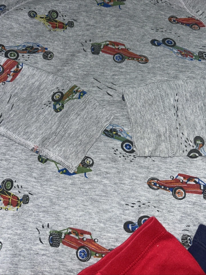 Camisa Hanna Andersson Niños Coche de Carreras 140 10 Gris Manga Larga Algodón 2 Parte Inferior Libre Foto 3 de 4