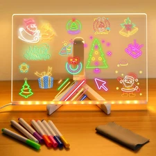 Acrylic Dry Erase Board with Light 11.8’’ X 7.9’’, Led Drawing Board for Kids