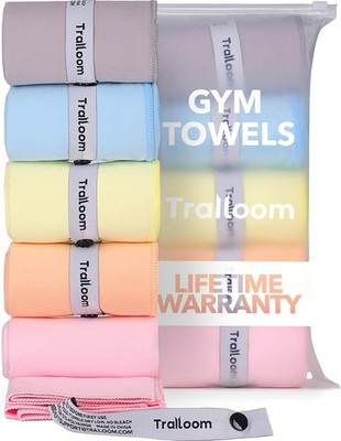 Microfiber Workout Towels, Quick Dry, Highly Absorbing, Odor-Free, 5 Pack Pastel