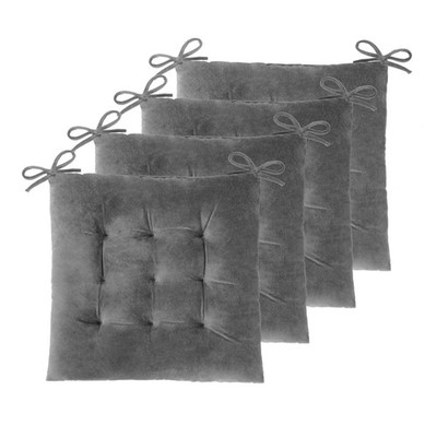 ELFJOY Set of 4 Square Chair Pads Indoor Seat Cushions Pillows with Ties Thick S