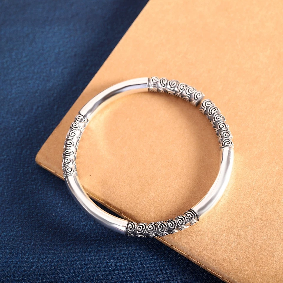 50g Pure 999 Silver Monkey King Staff Bangle Ruyi Jingu Bang Unisex Cuff - Image 2 of 4