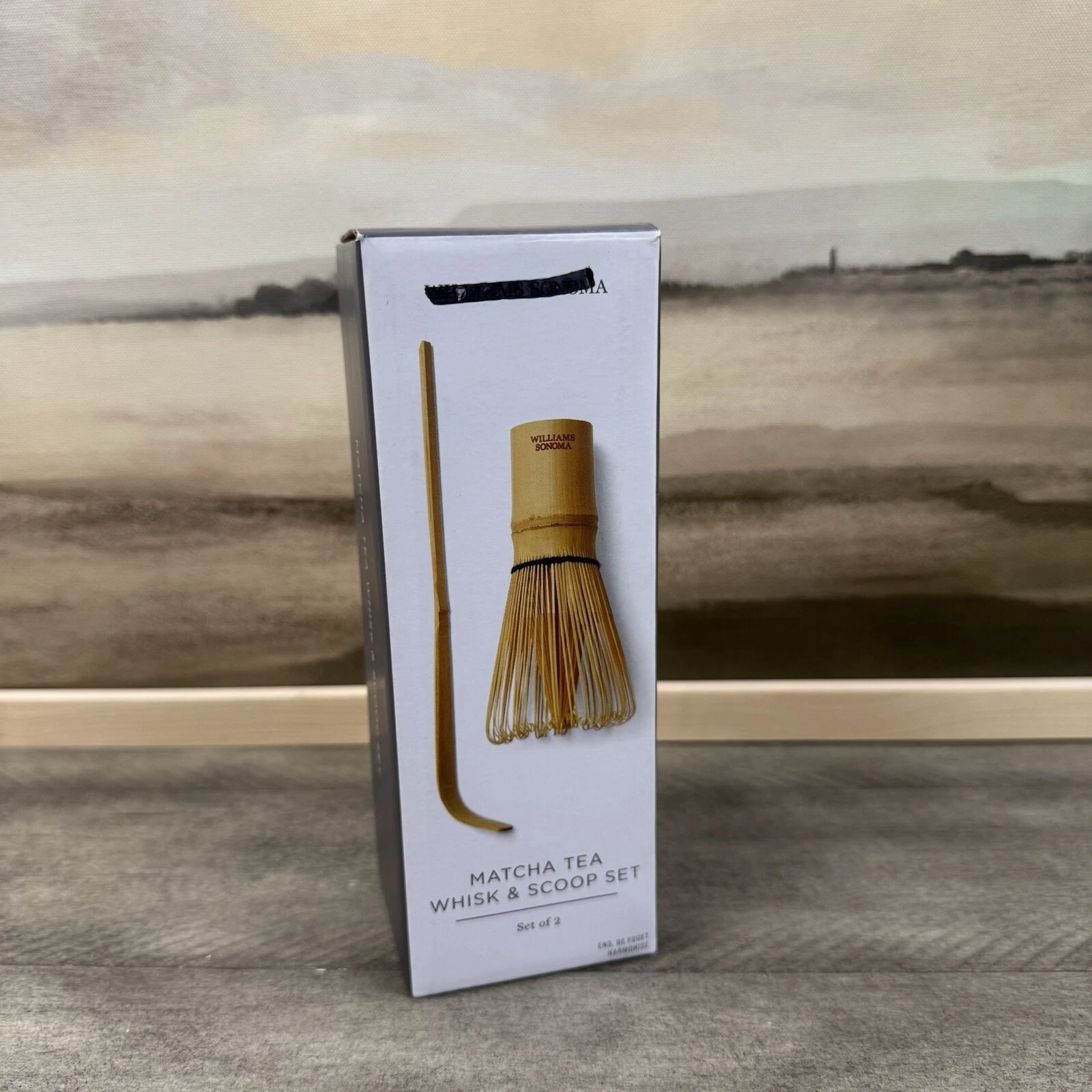 Williams Sonoma Matcha Whisk & Tea Powder Spoon Bamboo Tan OB
