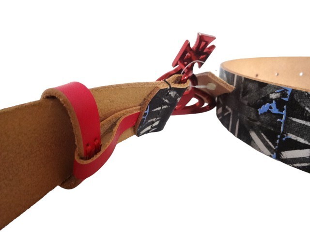 Vivienne Westwood Belt With Emblem Red Gray Cowhide Genuine