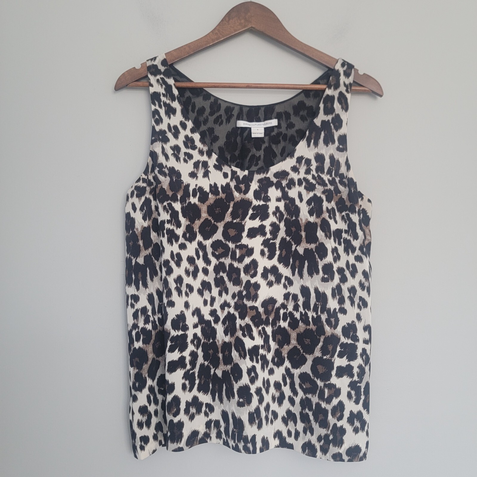 Diane Von Furstenberg Leopard Print Silk Tank Top Blouse Sleeveless