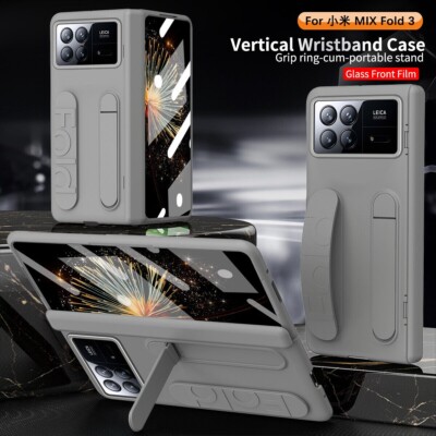 For Xiaomi Mix Fold 3, Luxury Hybrid Hinge Stand Hard Case Cover Glass Protector