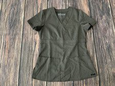 Women's Grey's Anatomy Brown Short Sleeve Scrub Top Shirt Sz XS NICE