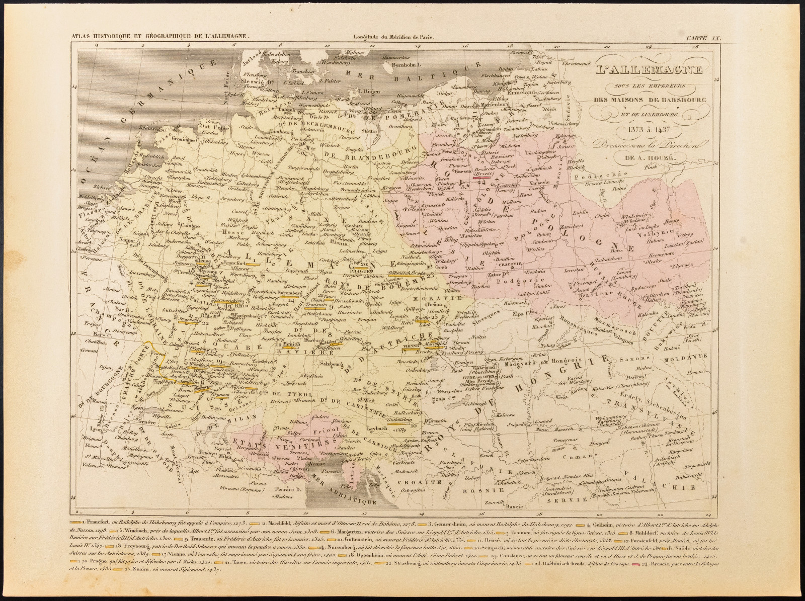 1859. Germany & House of Habsburg and Luxembourg. Antique Map of Houze