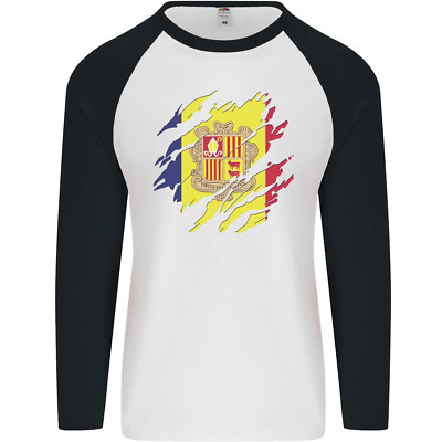 Zerrissen Andorra Flagge Andorranisches Tag Fußball Herren L/S Baseball